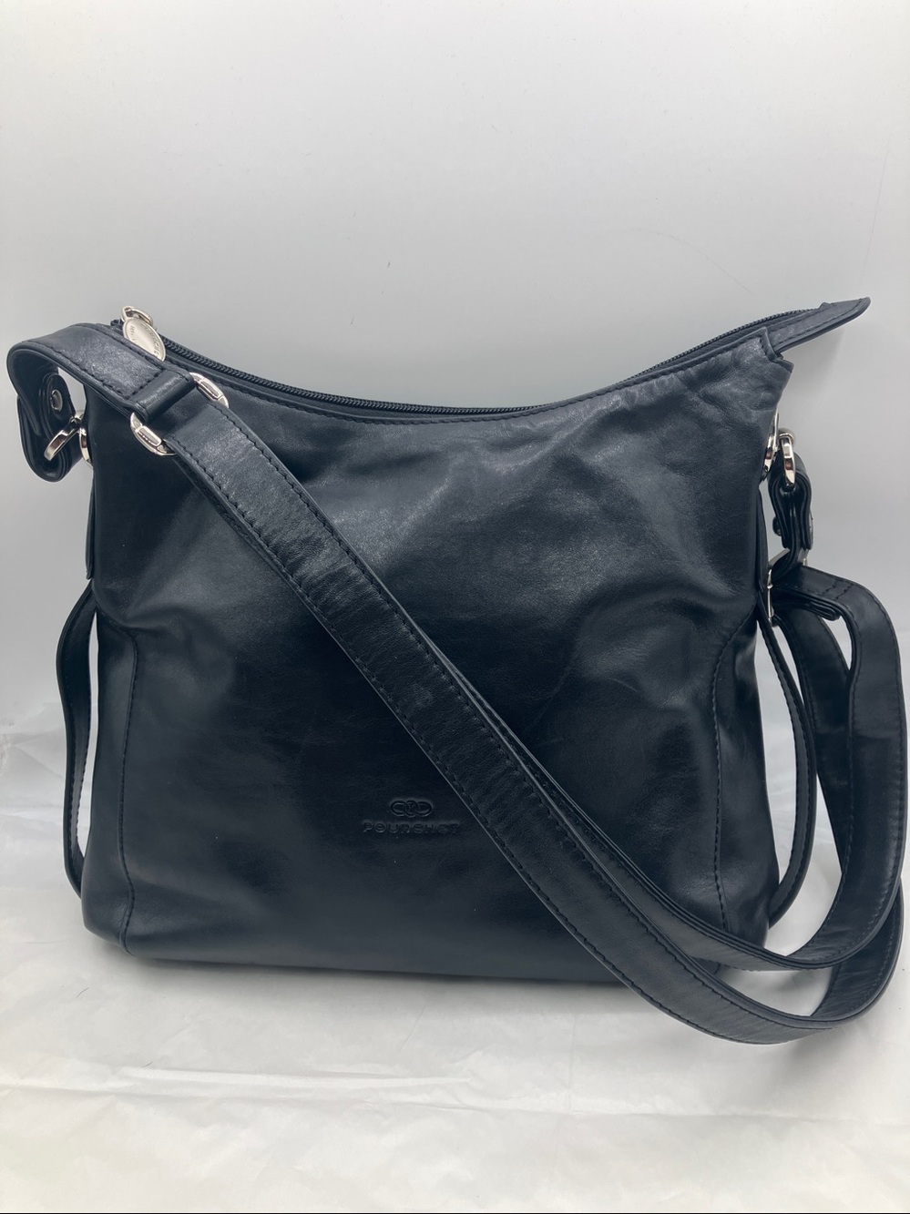 POURCHET MAISON Black Leather Shoulder Bag HOBO